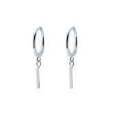 Pair Of 925 Sterling Silver Simple Thin Line Dangle Minimal Hoop Earrings